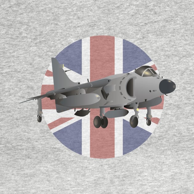 Sea Harrier Jet Fighter with UK Flag by NorseTech
